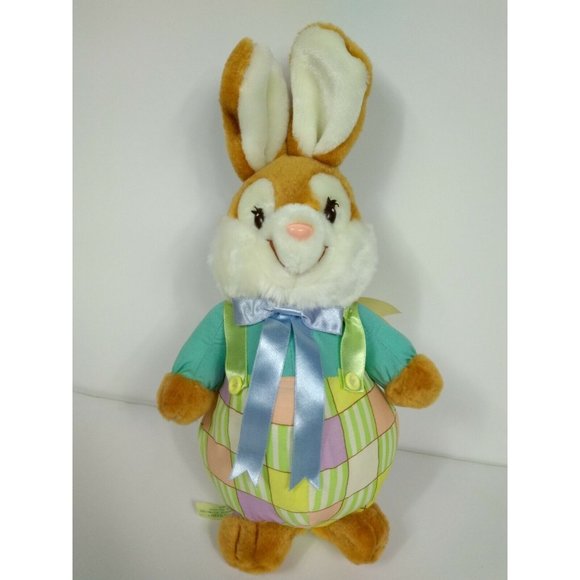 Vintage 1989 Bloomer Bunny Rabbit Plushie Stuffed Animal w/Blank- A Hug For Card - Picture 11 of 11